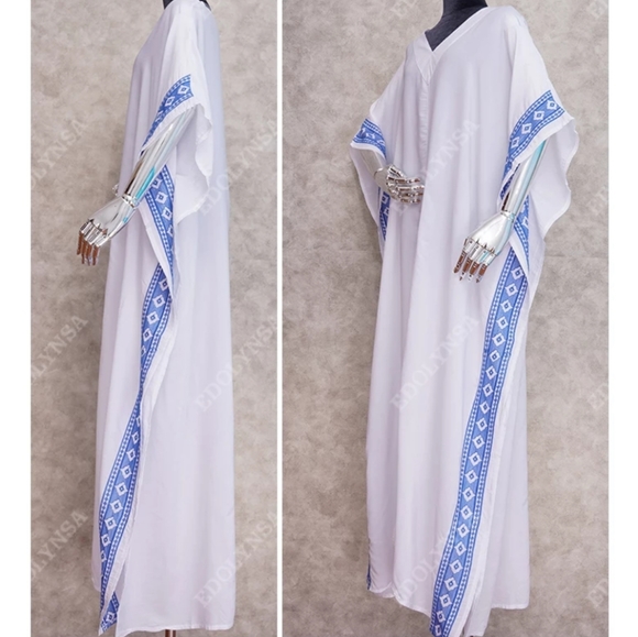 White Beach Maxi Coverup Duster One Size - Picture 10 of 13